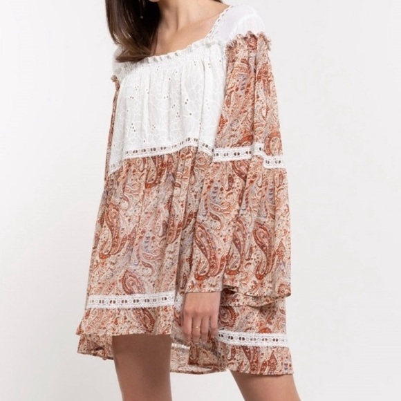 #1254 POL Festive Paisley Eyelet Dress / Tunic Top - Picture 3 of 16